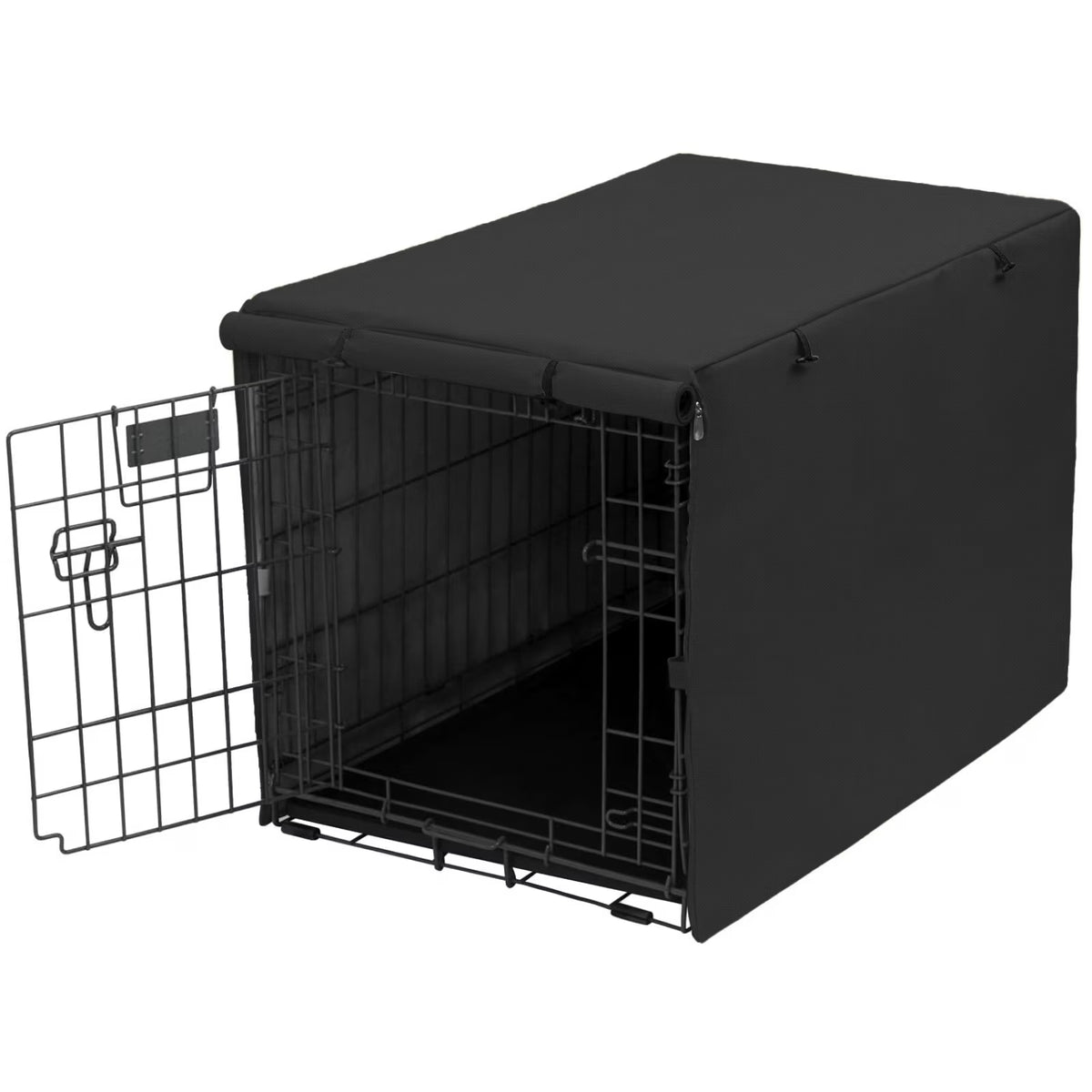 Black Waterproof Dog Crate Cover with Felt Mat F1238