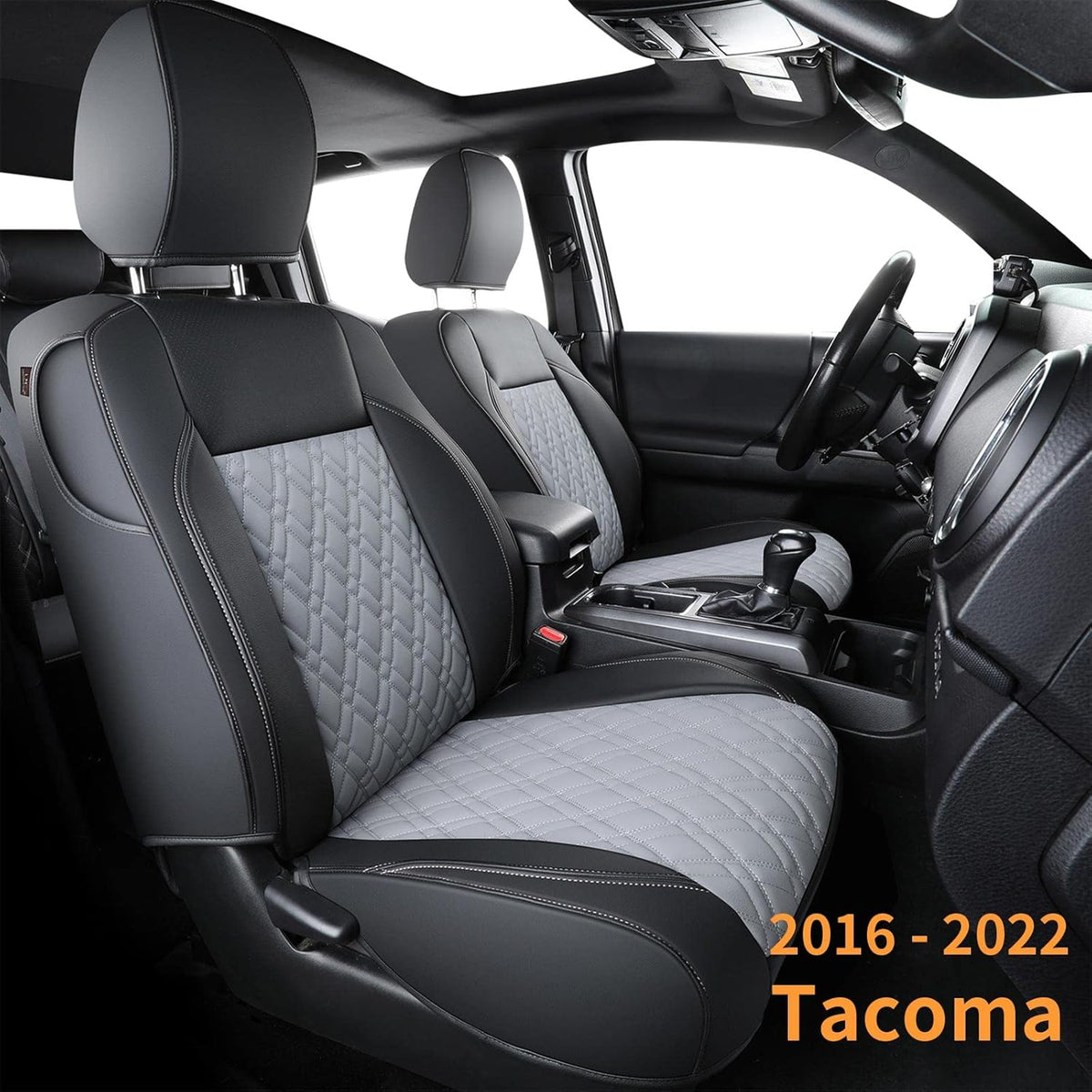 Tacoma Seat Covers Water Proof Faux Leather FullSet Black Gray G842920