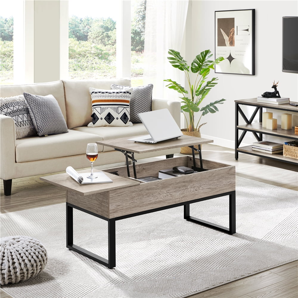 Rustic Gray Wood Lift Top Coffee Table V655579