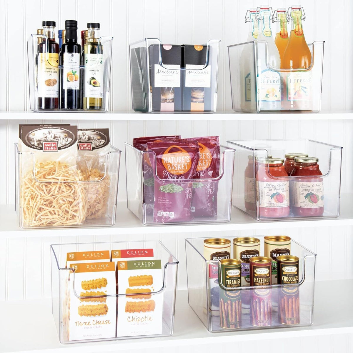 Clear Plastic Open Front Storage Organizer Bin Basket, 6 Pack C901