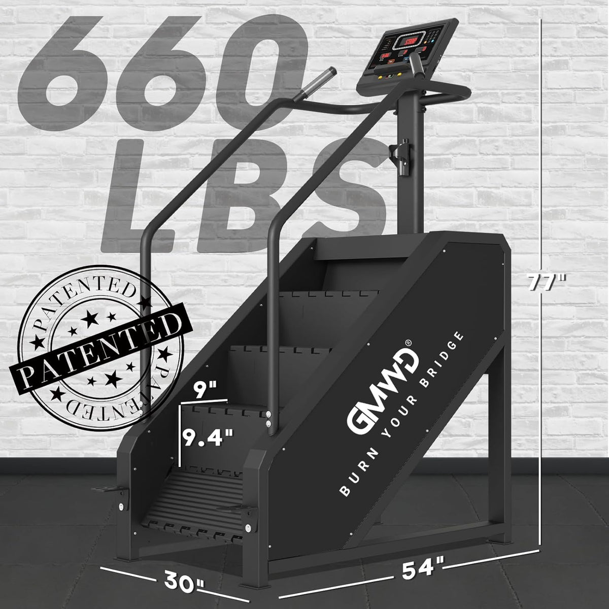 Blue Stair Stepper Exercise Machine with LED Screen, 15 Resistance Levels W8182