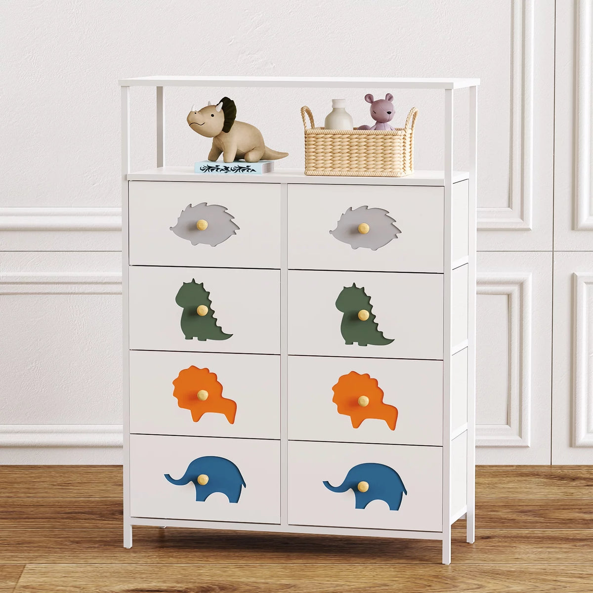 White 6 Drawer Kids Dresser with Shelf W6126