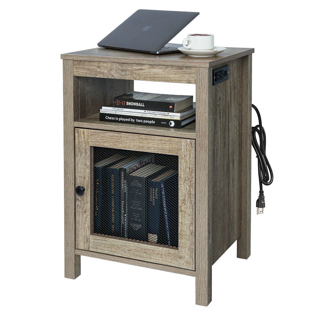 Wood End Table with USB Ports & Power Outlets X3064