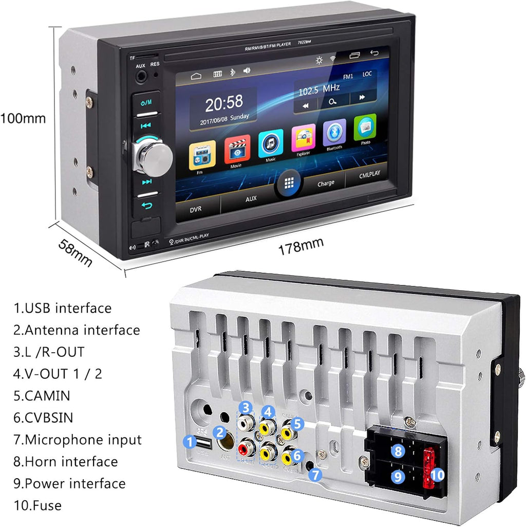 6.2 Inch Double Din Touchscreen Car Radio with Bluetooth Z284