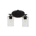 Matte Black 2 Light 16 inch Bath Bar with Clear Bubble Glass O3088