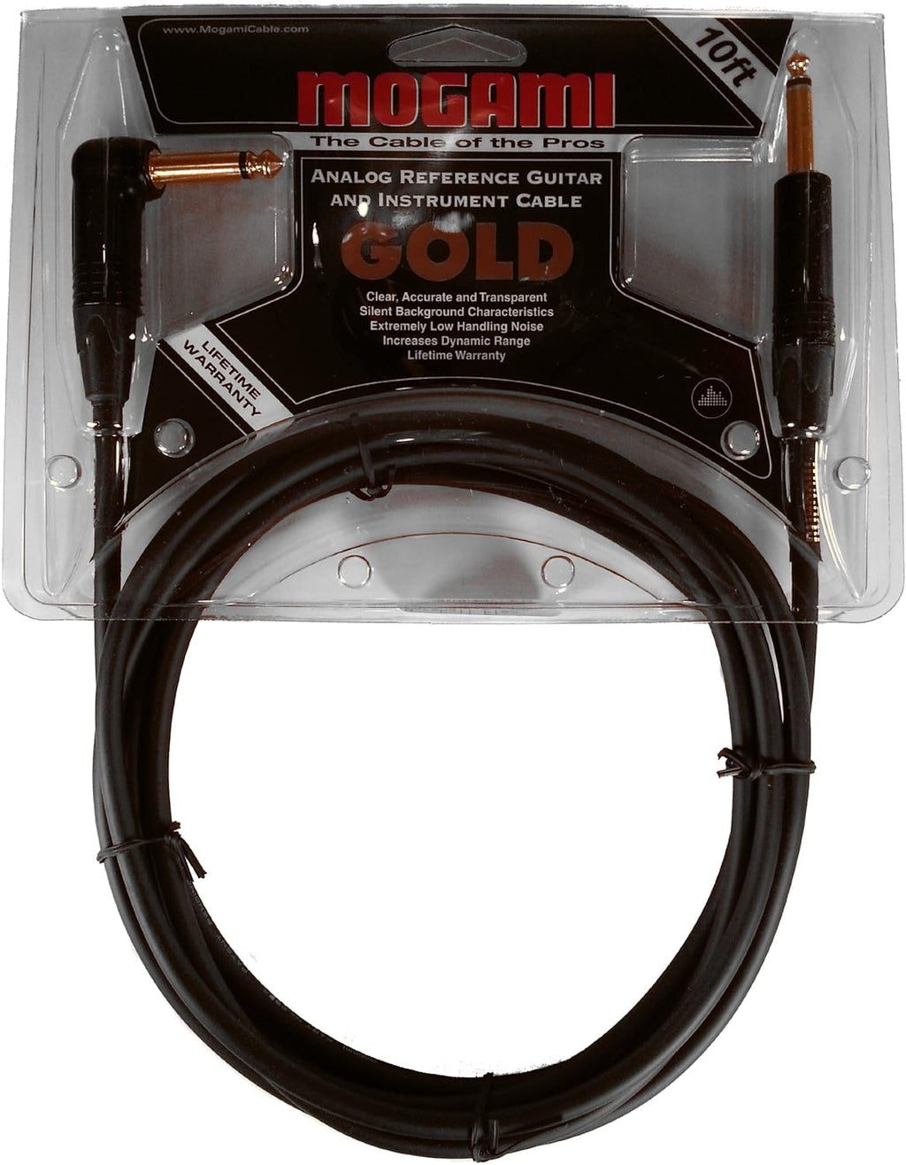 10 Foot Guitar Instrument Cable with Right Angle and Straight Connectors K7259