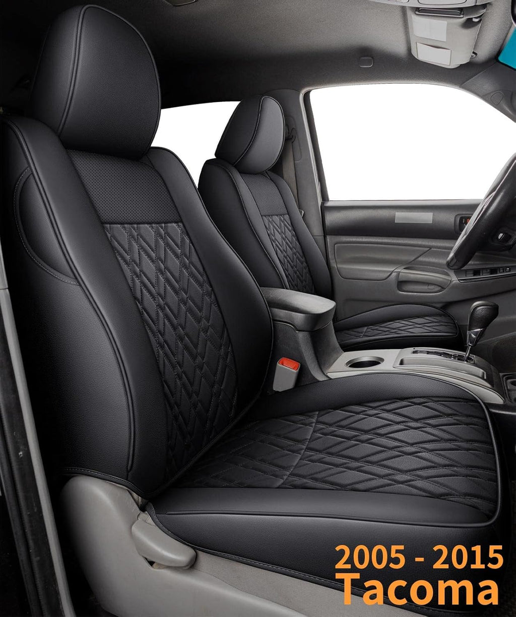 Tacoma Seat Covers Water Proof Faux Leather FullSet Black Gray G842920