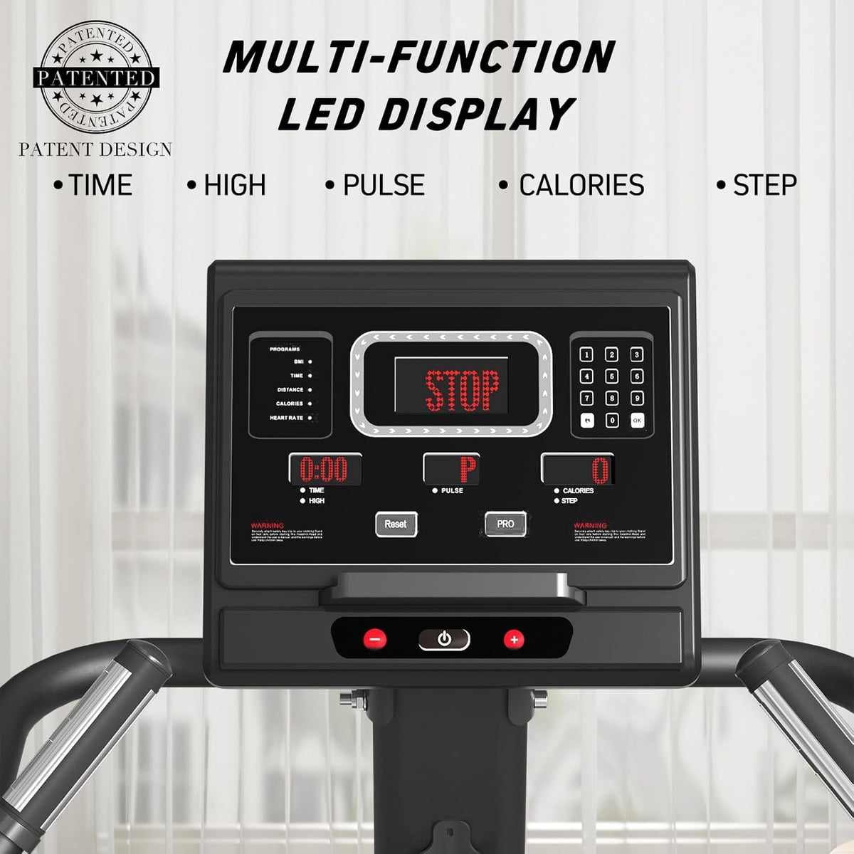 Blue Stair Stepper Exercise Machine with LED Screen, 15 Resistance Levels W8182