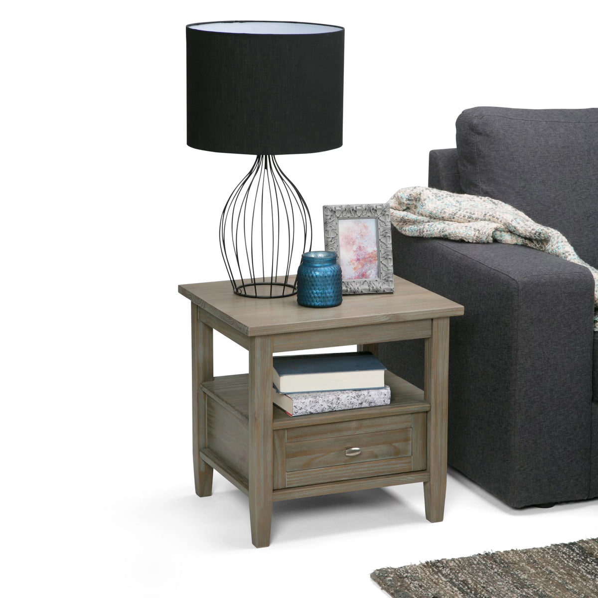 Distressed Grey End Side Table R38331