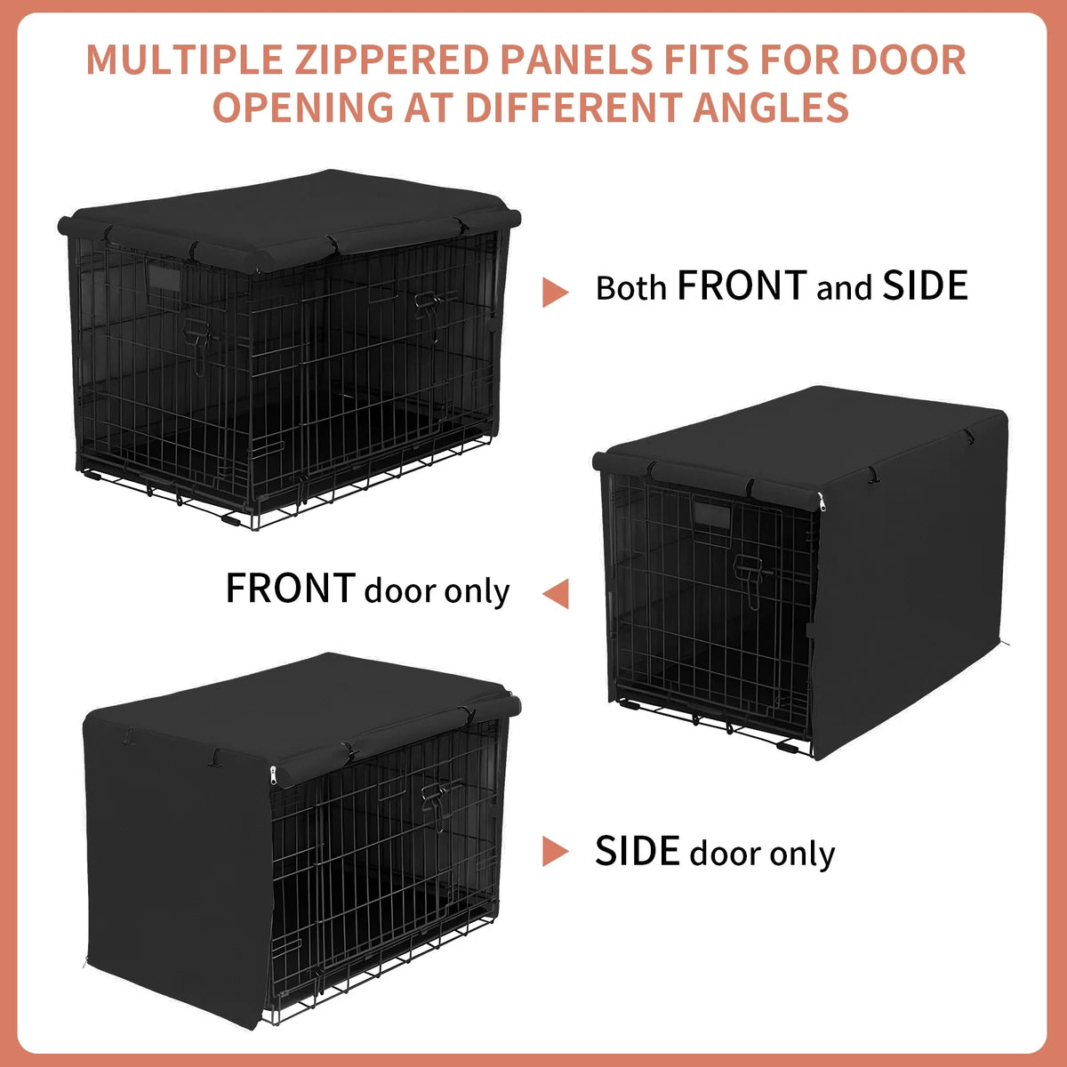 Black Waterproof Dog Crate Cover with Felt Mat F1238