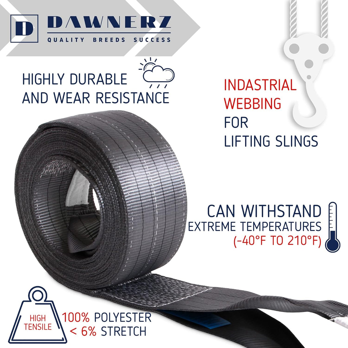 Tow Strap Heavy Duty 75000 lbs 30ft Towing Rope S510723