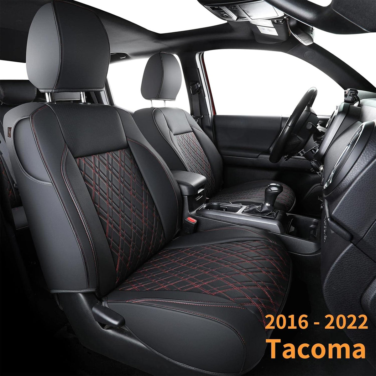 Tacoma Seat Covers Water Proof Faux Leather FullSet Black Gray G842920