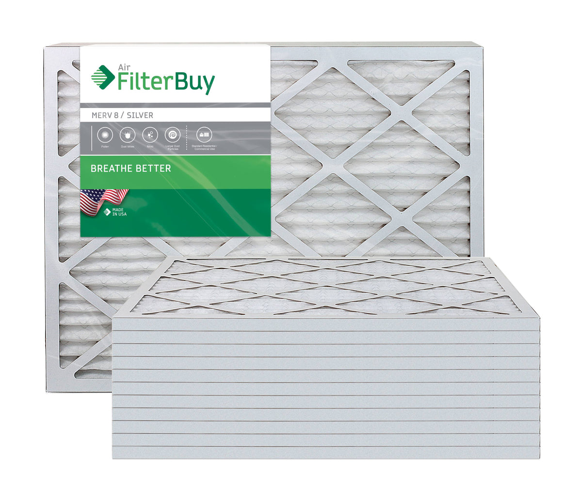 Silver MERV 8 22x36x1 Pleated AC Furnace Air Filter, Pack of 12 S9368