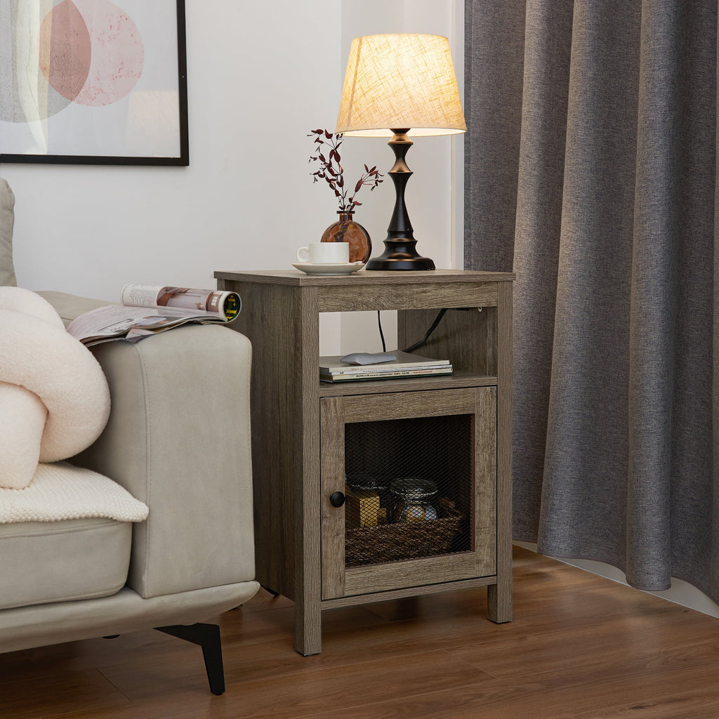 Wood End Table with USB Ports & Power Outlets X3064