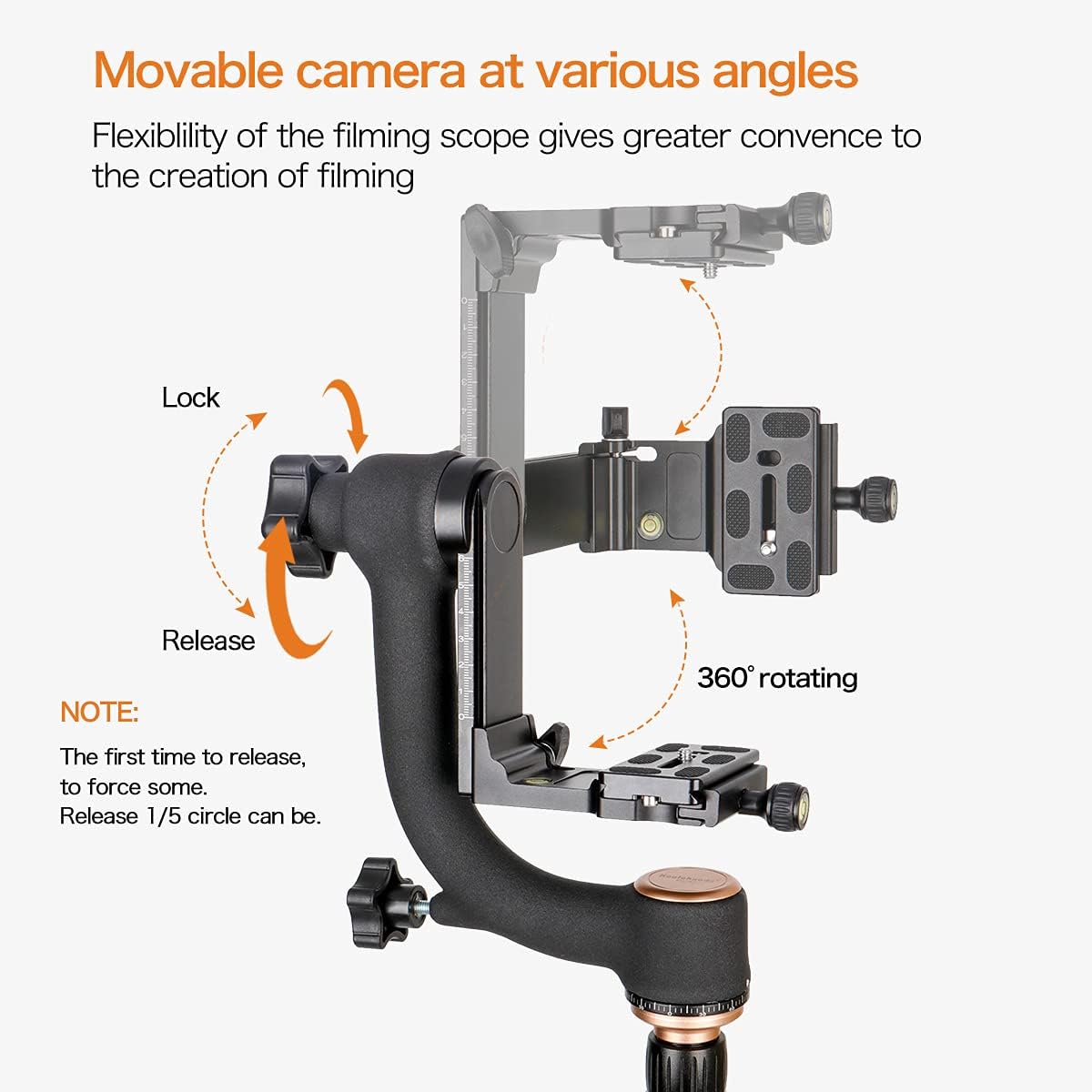 Q45 Gimbal Head Heavy Duty Metal Gimbal Tripod Head with Arca-Type Quick Release Plate and Bubble Level L66691