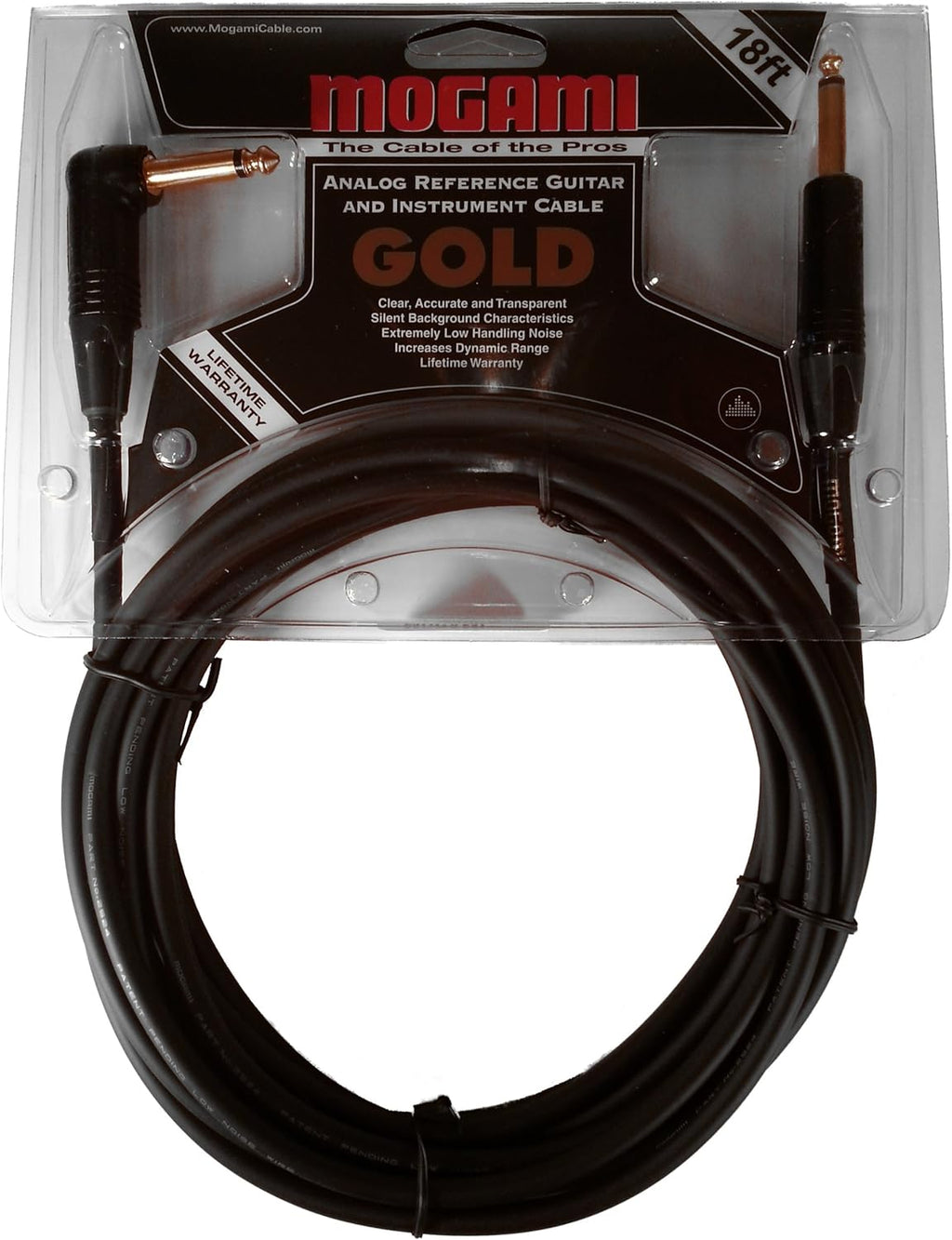 10 Foot Guitar Instrument Cable with Right Angle and Straight Connectors K7259