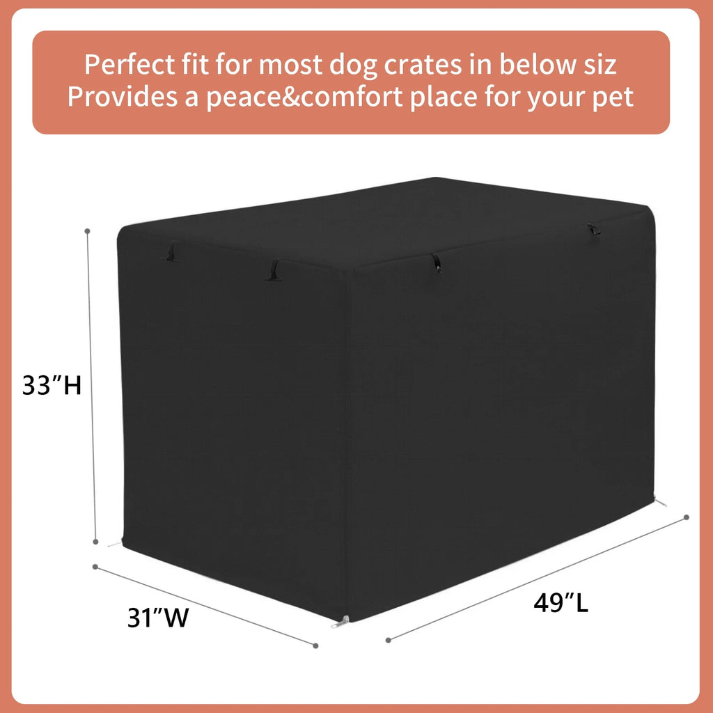Black Waterproof Dog Crate Cover with Felt Mat F1238