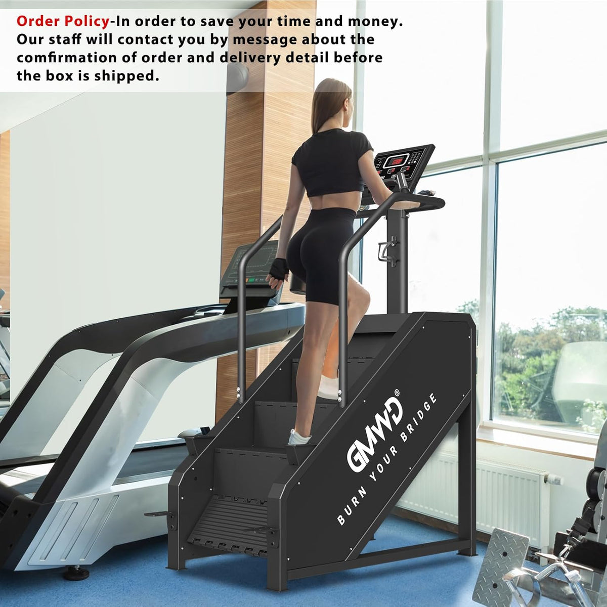 Blue Stair Stepper Exercise Machine with LED Screen, 15 Resistance Levels W8182