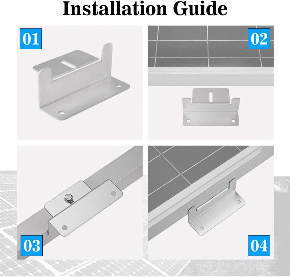 Solar Panel Mounting Brackets with Nuts and Bolts, Aluminum, Set of 4 S8831
