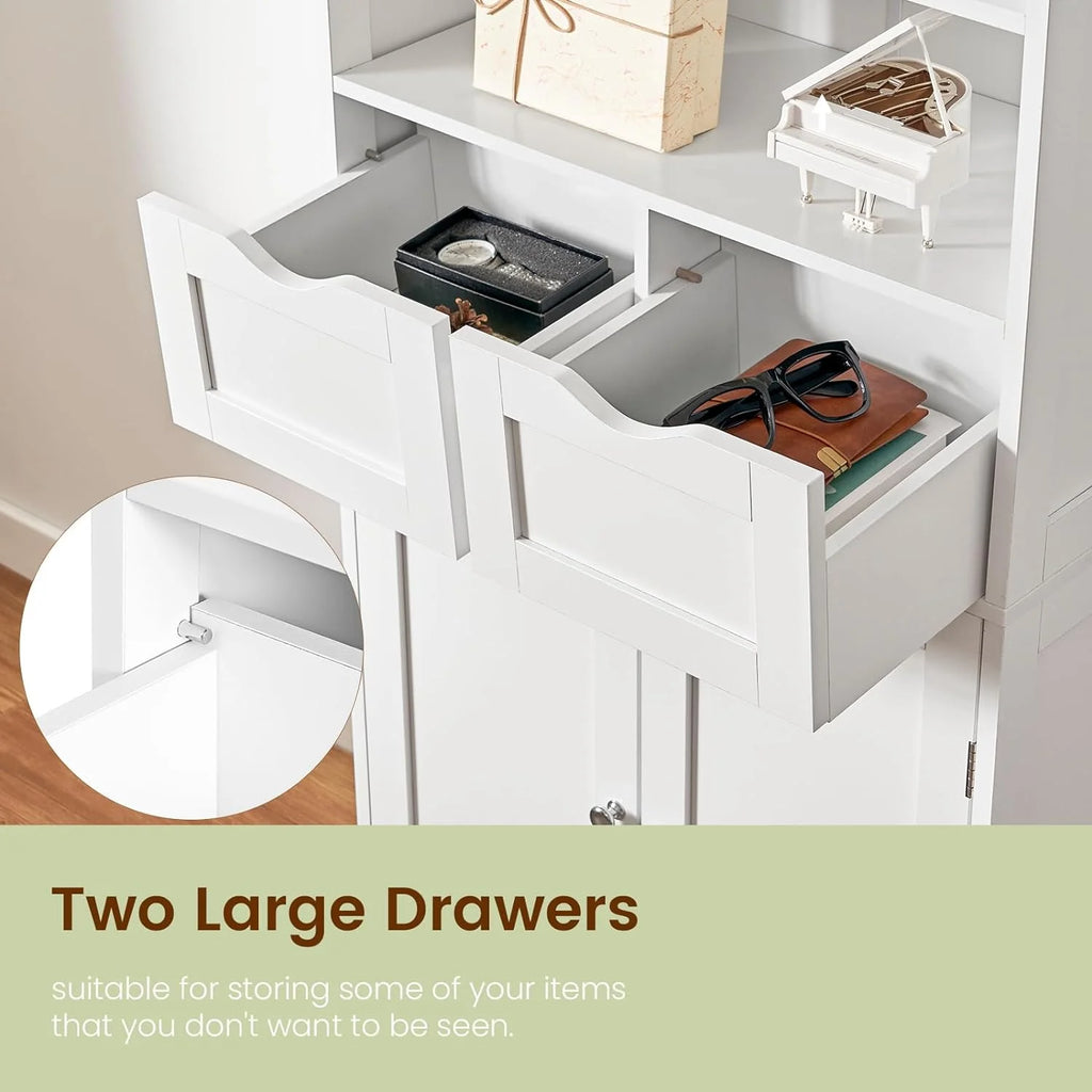 White Tall Bathroom Storage Cabinet with 2 Drawers I353114