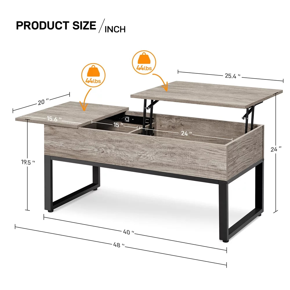 Rustic Gray Wood Lift Top Coffee Table V655579