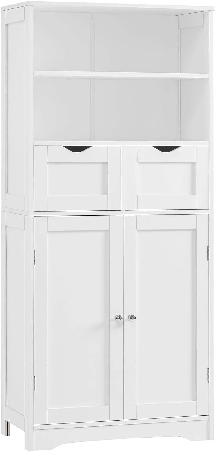 White Tall Bathroom Storage Cabinet with 2 Drawers I353114