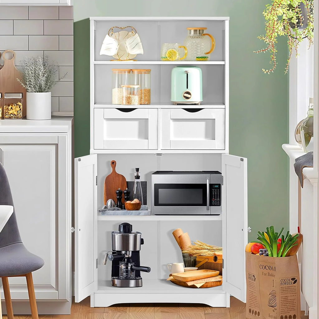 White Tall Bathroom Storage Cabinet with 2 Drawers I353114