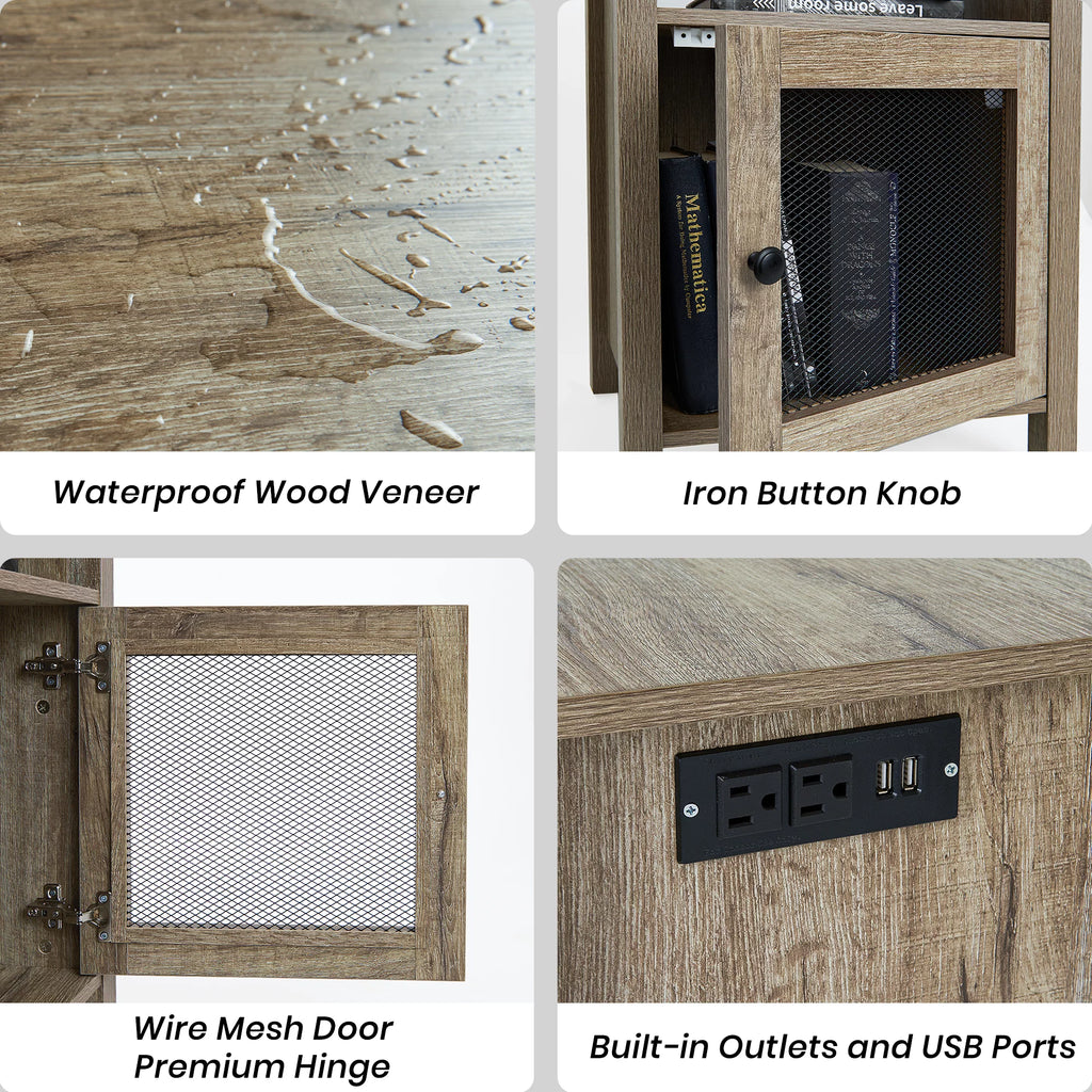 Wood End Table with USB Ports & Power Outlets X3064