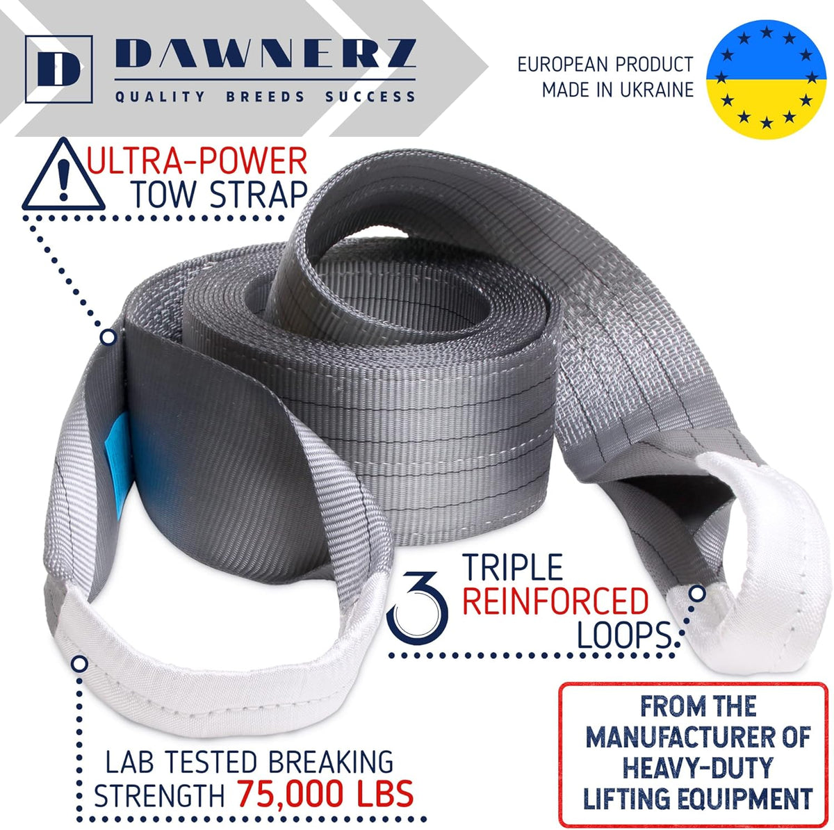 Tow Strap Heavy Duty 75000 lbs 30ft Towing Rope S510723