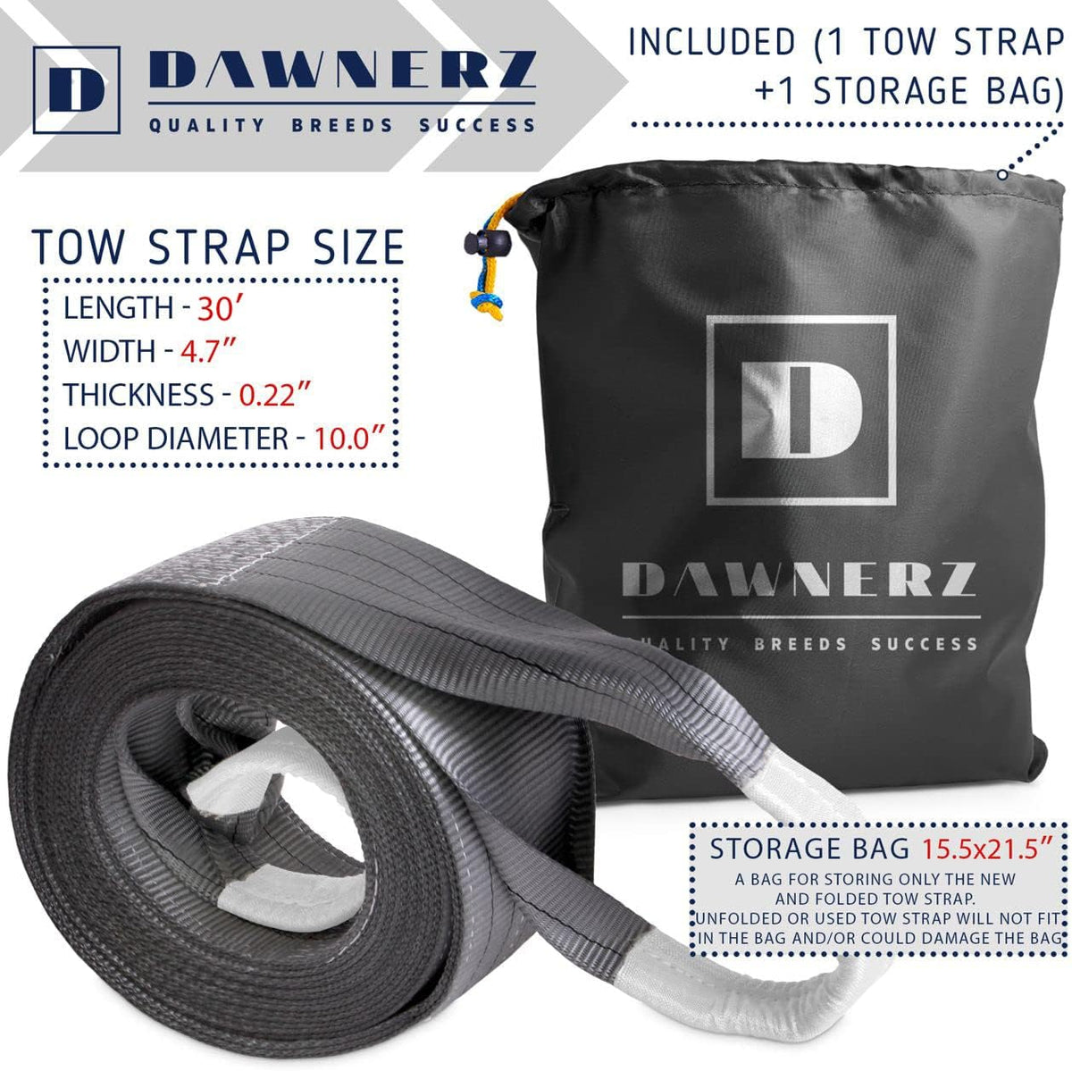 Tow Strap Heavy Duty 75000 lbs 30ft Towing Rope S510723